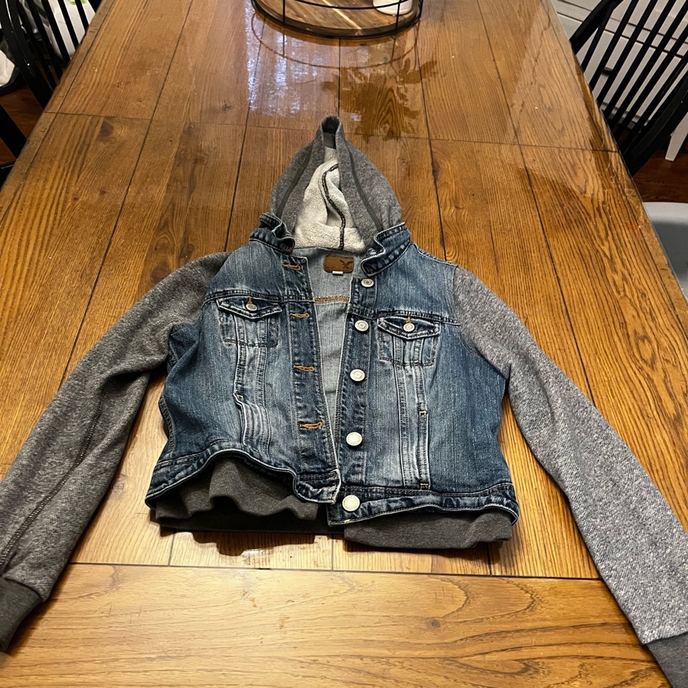 AE cropped jean jacket/sweater